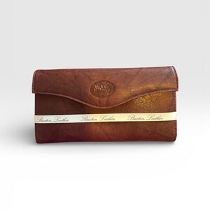 NWT Buxton Brown Marbled Genuine Leather Wallet/Organizer w/Floral (Vintage)